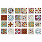 24pcs Floral Flower Wall Tile Paper Peel and Stick Removable Waterproof Wallpaper for Cabinet Kitchen Bathroom